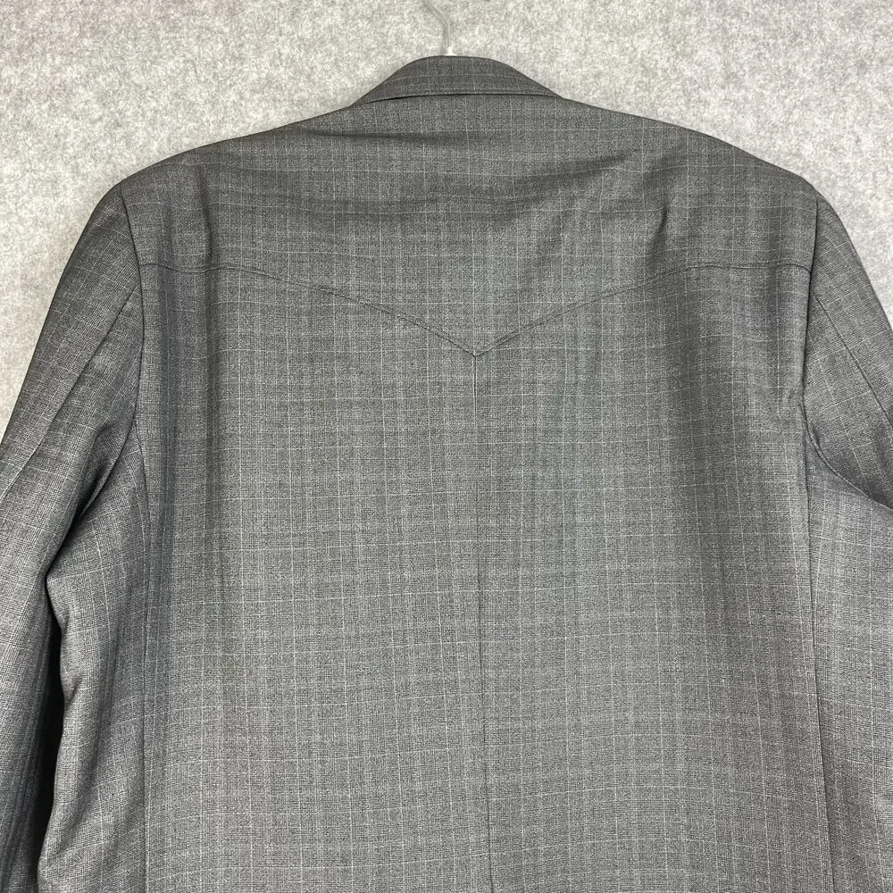 Circle‎ S Blazer Sport Coat Mens 46R Gray Glen Check 2 Button Western Cowboy